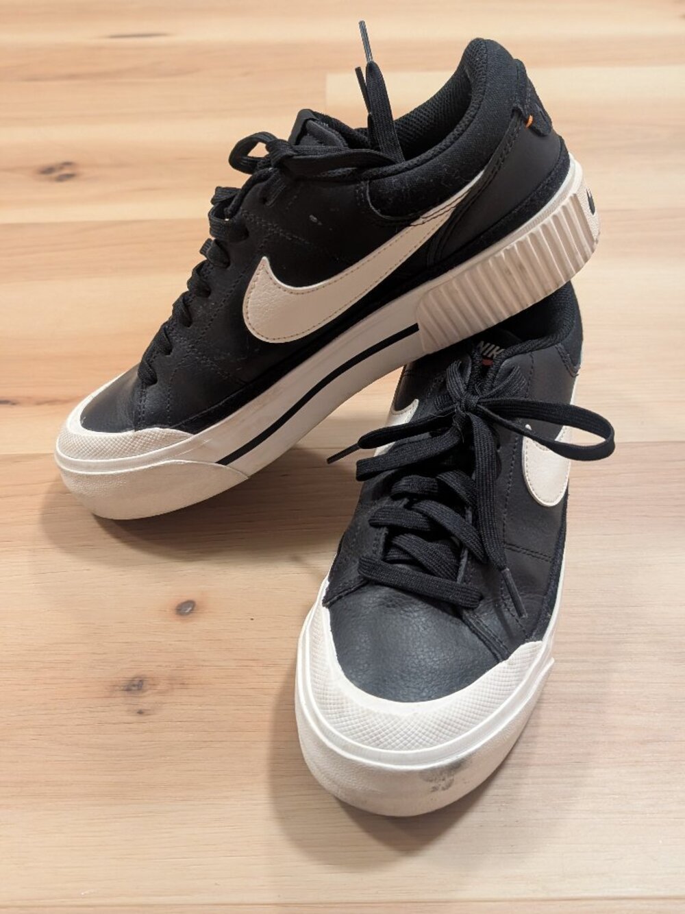 Nike Court Legacy Lift Black White Platform Sneakers Women's 9